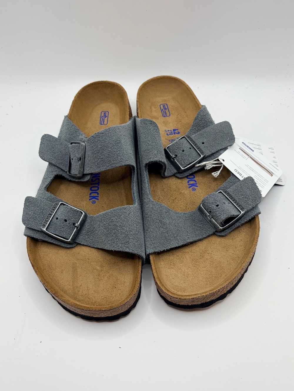 Birkenstock Arizona Soft Footbed Suede Leather Sandals Size 42 Gray - Picture 4 of 7